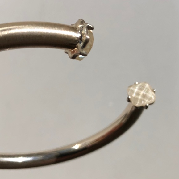 🦋 cuff bracelet open bangle brushed champagne w/ cream faceted shimmery jewels - Picture 5 of 8